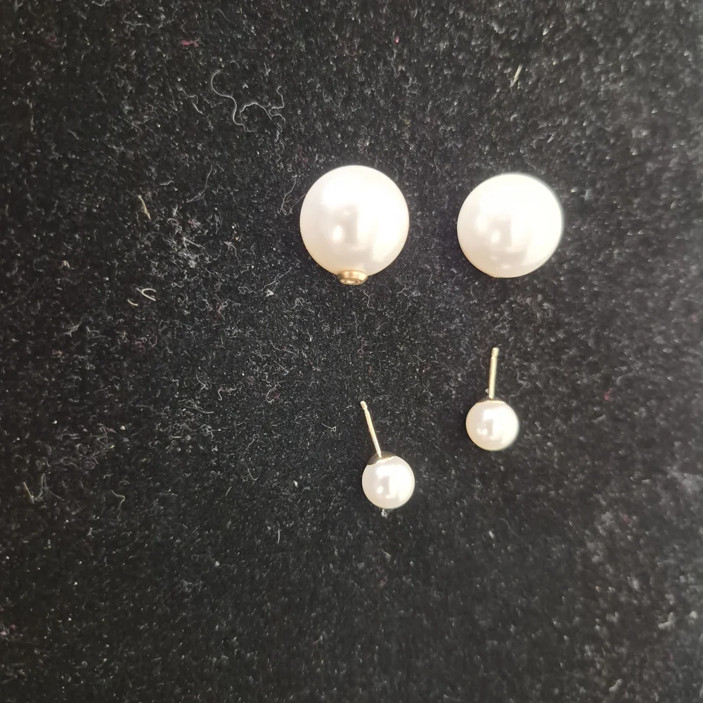 14k Reversible Pearl Earrings - Picture 3 of 10